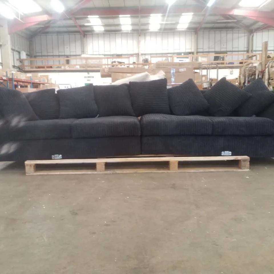 LARGE BLUE CUSHIONED SOFA 4-6 PEOPLE 