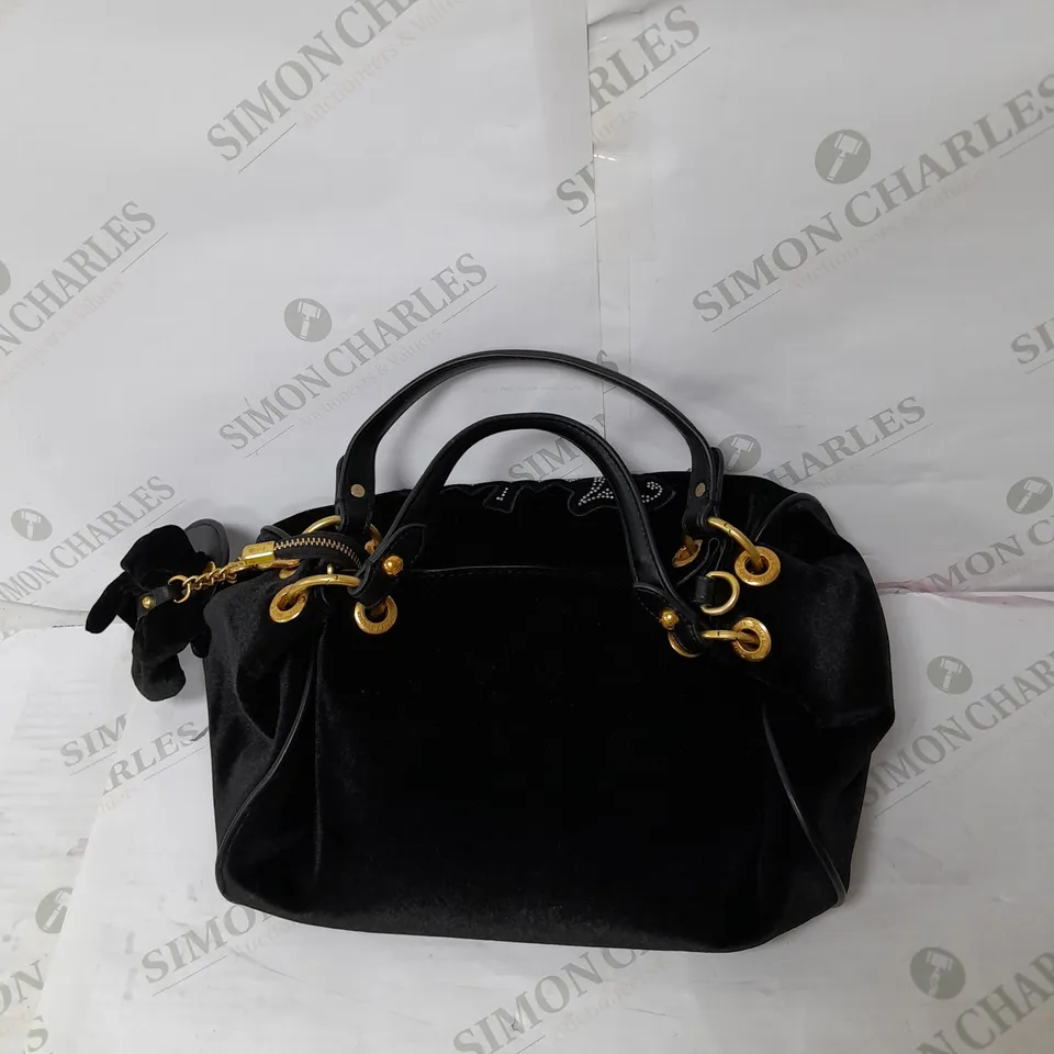 JUICY COUTURE HANDBAG IN BLACK VELVET WITH GOLD DETAILS