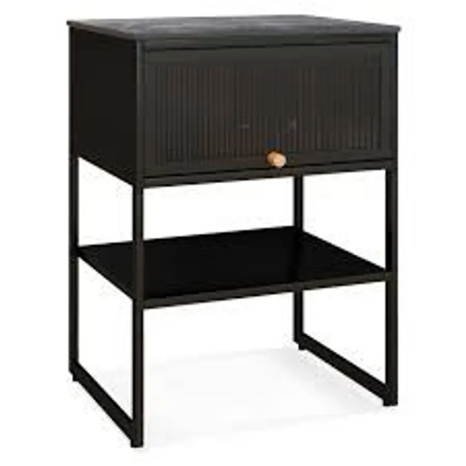 BOXED COSTWAY 3 TIER SIDE TABLE WITH STORAGE SHELF FOR LIVING ROOM AND BEDROOM - BLACK