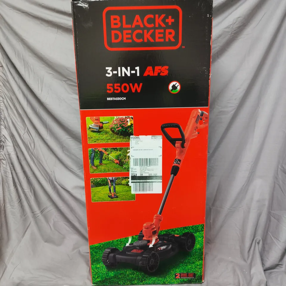 BOXED BLACK & DECKER 550W 3 IN 1 MOWER DECK/STRIMMER - COLLECTION ONLY
