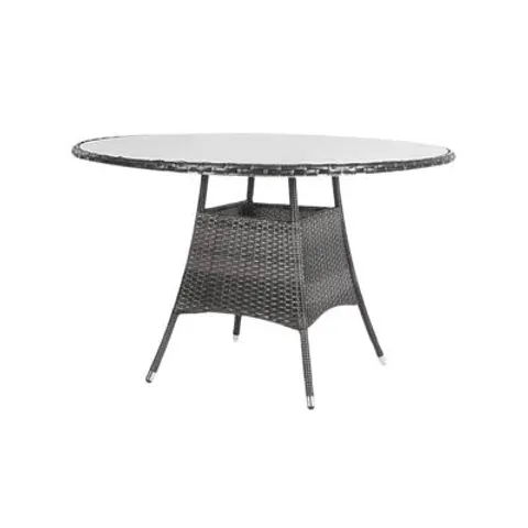 BOXED 135CM PATIO ROUND RATTAN DINING TABLE FOR 6 PEOPLE - GREY (2 BOXES)