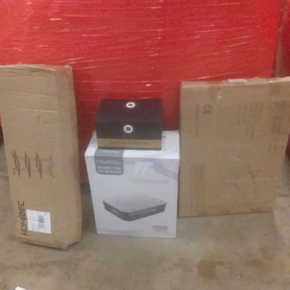 PALLET OF ASSORTED ITEMS INCLUDING LAPTOP BED TRAY TABLE, DOUBLE AIR MATTRESS, 3 TIER STORAGE CART, HAND JUICE EXTRACTOR