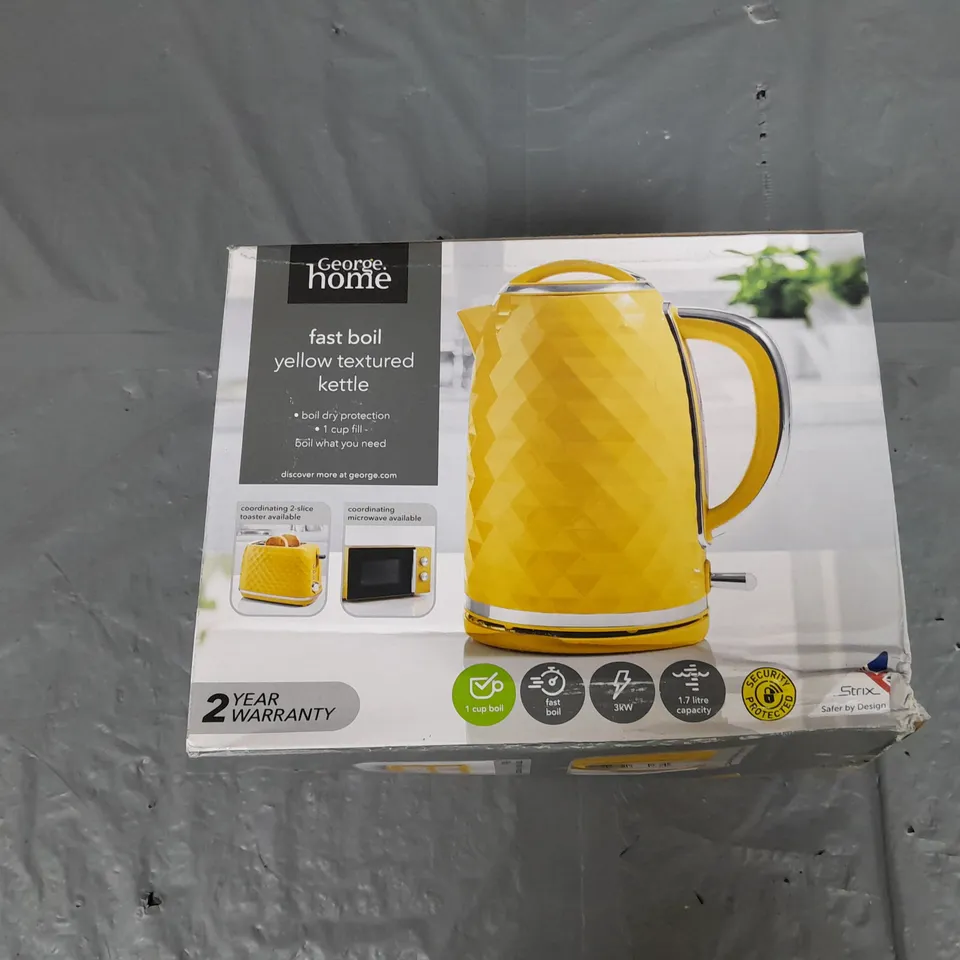 BOXED GEORGE HOME FAST BOIL YELLOW TEXTURED KETTLE