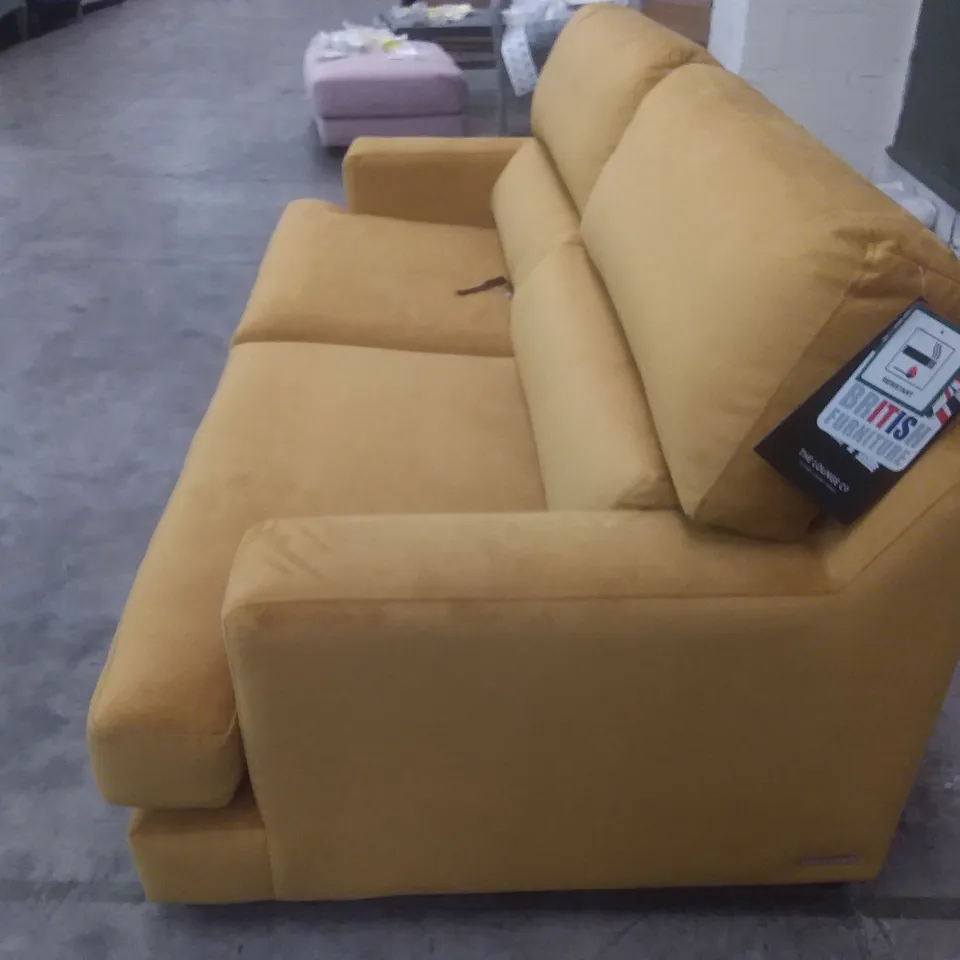 QUALITY BRITISH DESIGNER LOUNGE CO. ROMIUY 3 SEATER SOFA MUSTARD PLUSH FABRIC 