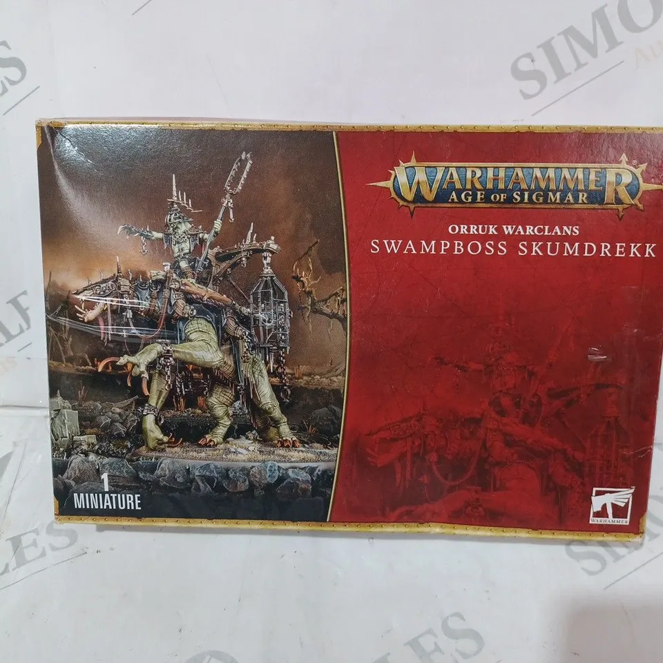 BOXED WARHAMMER AGE OF SIGMAR ORRUK WARCLANS SWAMPBOSS SKUMDREKK MINIATURE