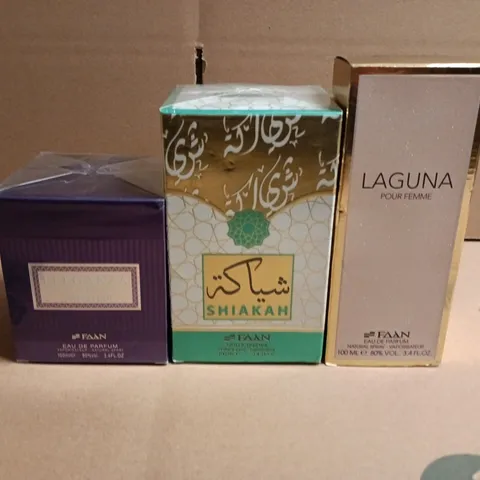 LARGE BOX OF APPROX 5 ASSORTED FRAGRANCES TO INCLUDE LAGUNA POUR FEMME , SHIAKAN AND ELEGANZA SENSATION