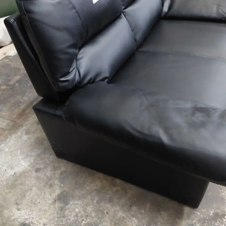 DESIGNER TWO SEATER SOFA BLACK LEATHER L