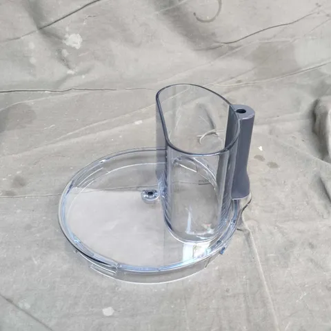 CLEAR PLASTIC KITCHEN APPLIANCE COMPONENT WITH GREY CONNECTOR