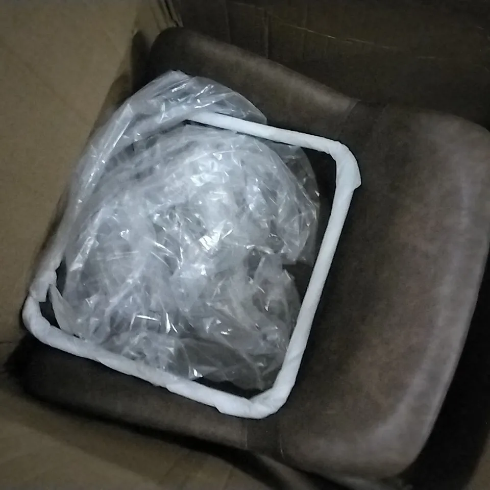 BOXED ALMOND BROWN BAR STOOL WITH METAL LEGS