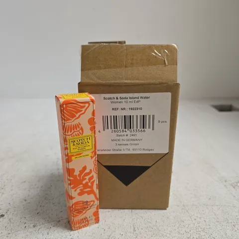 APPROXIMATELY 15 BOXES OF SCOTCH & SODA ISLAND WATER EAU DE PARFUM FOR WOMEN β 10ML MINI BOTTLES - 9 BOTTLES PER BOX