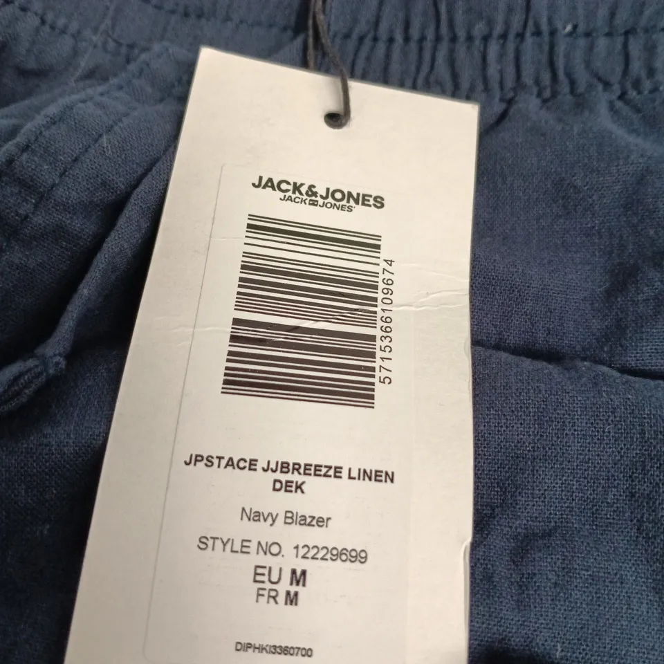 JACK & JONES NAVY LINEN TROUSERS – EU M (FR M)