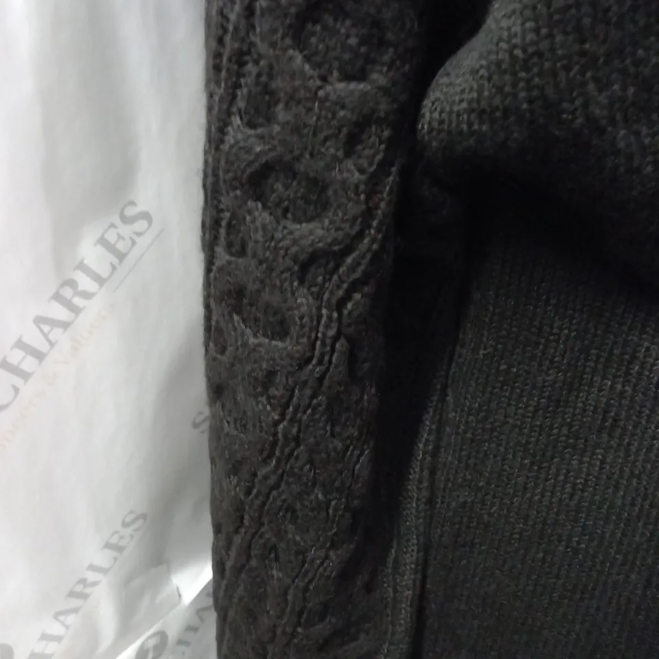 THREADBARE GARNET CABLE KNIT LONGLINE CARDIGAN - UK 12