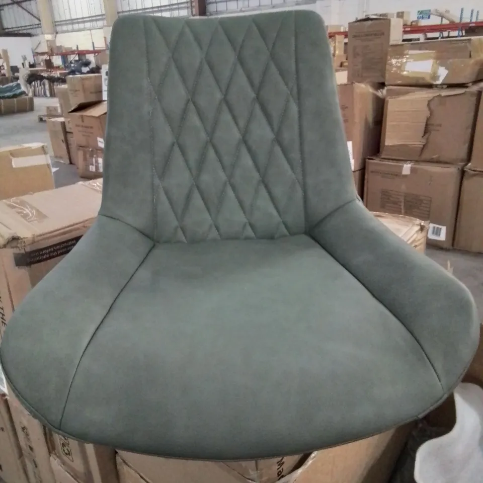 BOXED CARL SET OF TWO GREEN FAUX LEATHER UPHOLSTERED DINING CHAIRS