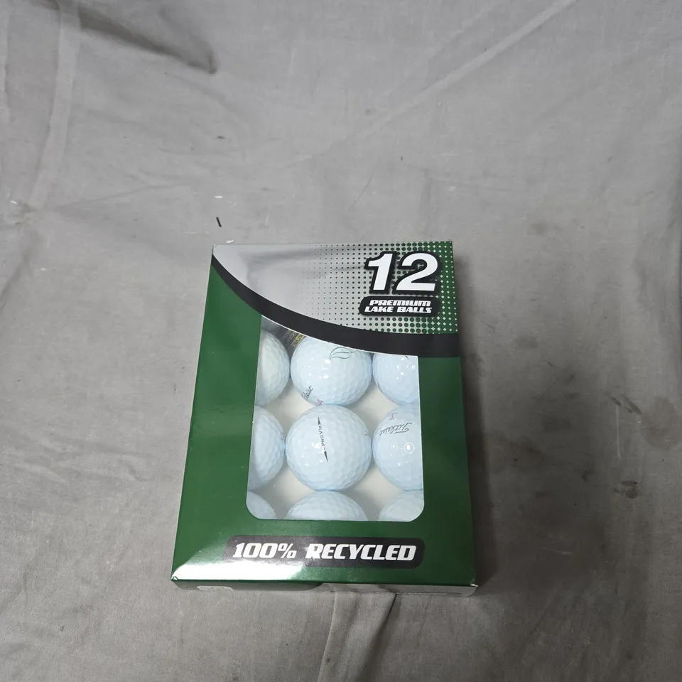 GOLF BALLS – 12 PREMIUM LAKE BALLS, 100% RECYCLED