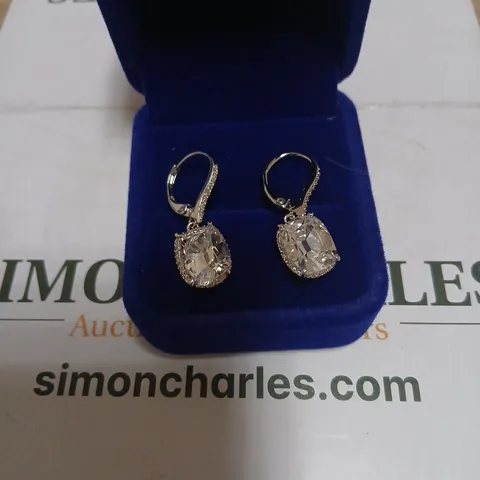 DIAMONIQUE 10CT TW OLD MINE CUT DROP EARRINGS 