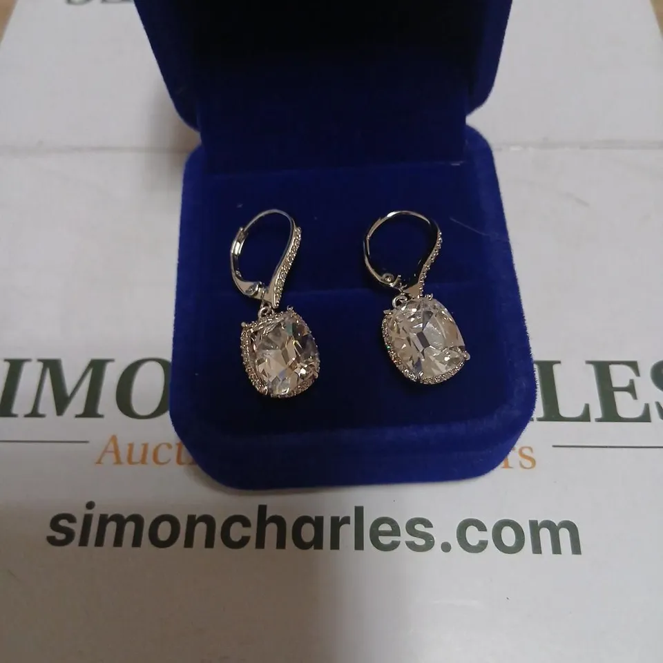 DIAMONIQUE 10CT TW OLD MINE CUT DROP EARRINGS 