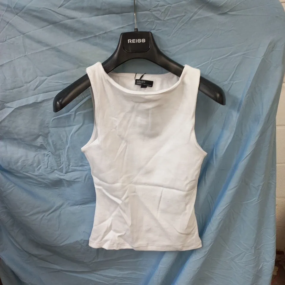 NOBODY'S CHILD WHITE SLEEVELESS TOP – UK SIZE S (EU S, US S)