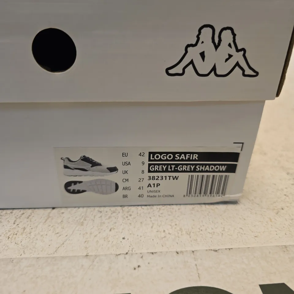 KAPPA LOGO SAFIR GREY LT-GREY SHADOW SNEAKERS – UK 8
