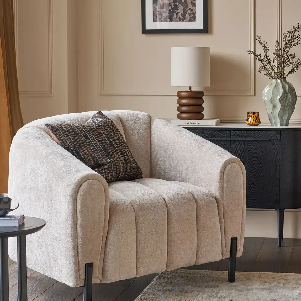 BOXED DANETTI KENDRA NATURAL FABRIC ARMCHAIR