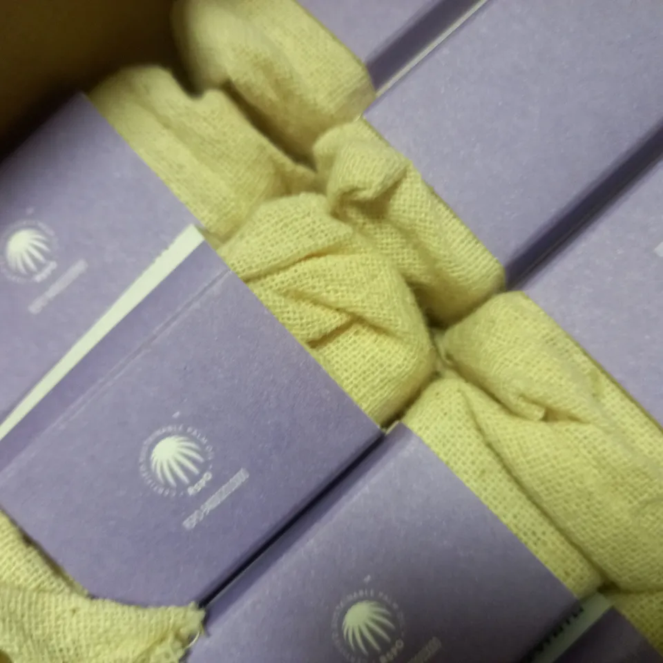 BOX OF APPROX 8 X 200G MINISTRY OF SOAP HEMP LAVENDER & YLANG YLANG MILLED SOAP 
