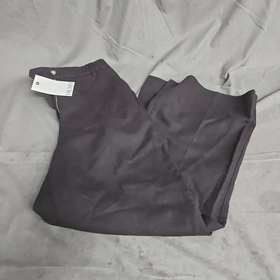 HUSH EMILY COTTON WIDE LEG TROUSERS IN BLACK SIZE 10