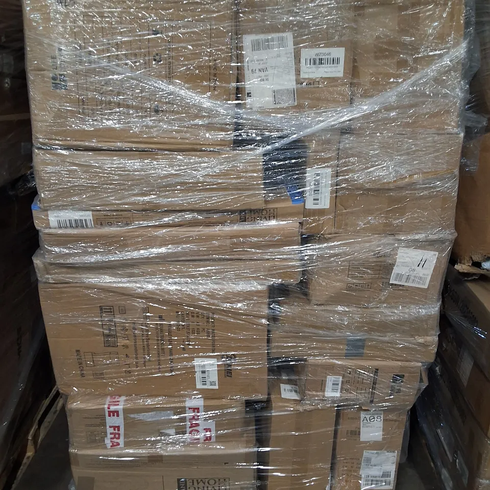 PALLET OF ASSORTED ITEMS TO INCLUDE TRASH CAN,ROTATING ICE BUCKET, BOXED TRAMPOLINE AND WATER FOUNTAIN