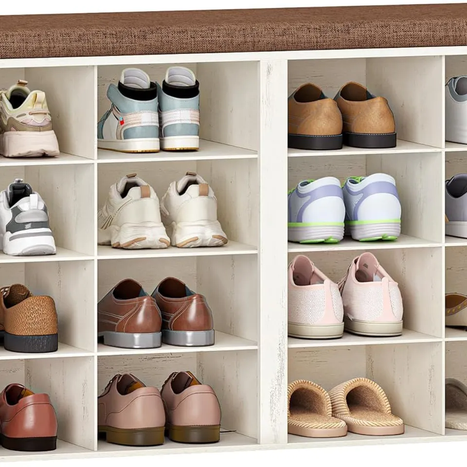 BOXED HZUANERI SHOE STORAGE BENCH WITH PADDED SEAT
