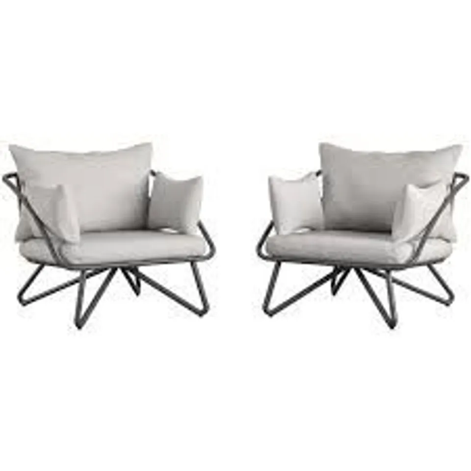 BOXED PAIR OF NOVOGRATZ OUTDOOR LOUNGE CHAIRS CHARCOAL - GREY 