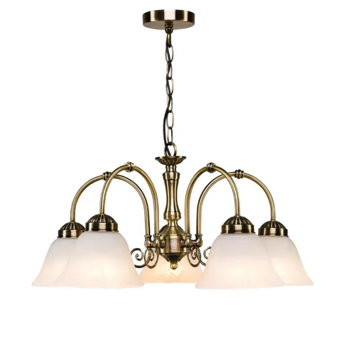 BOXED BRAZELI 5 - LIGHT ANTIQUE BRASS CEILING LIGHT