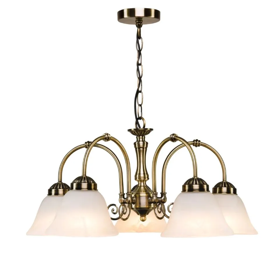 BOXED BRAZELI 5 - LIGHT ANTIQUE BRASS CEILING LIGHT