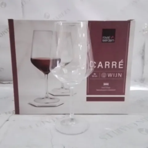 BOXED ROYAL LEERDAM WINE GLASSES APPROXIMATELY 6