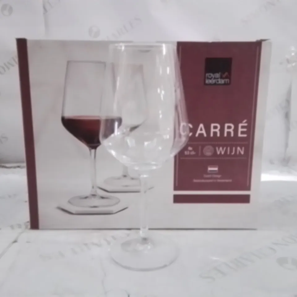 BOXED ROYAL LEERDAM WINE GLASSES APPROXIMATELY 6