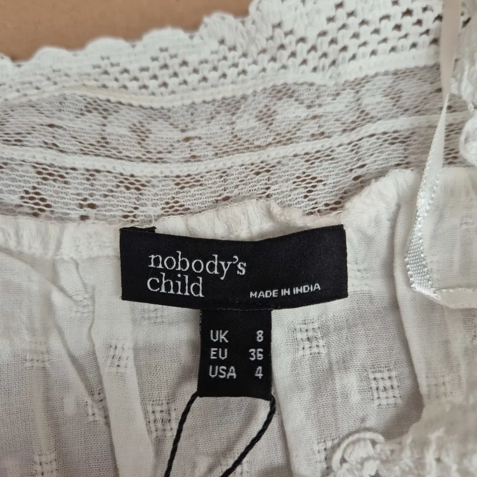NOBODY'S CHILD LOLA TOP – WHITE LACE, UK 8 (EU 36; USA 4)