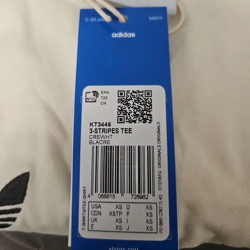 ADIDAS ORIGINALS 3-STRIPES TEE WHITE WITH OASIS LOGO – CREW NECK, UK XS