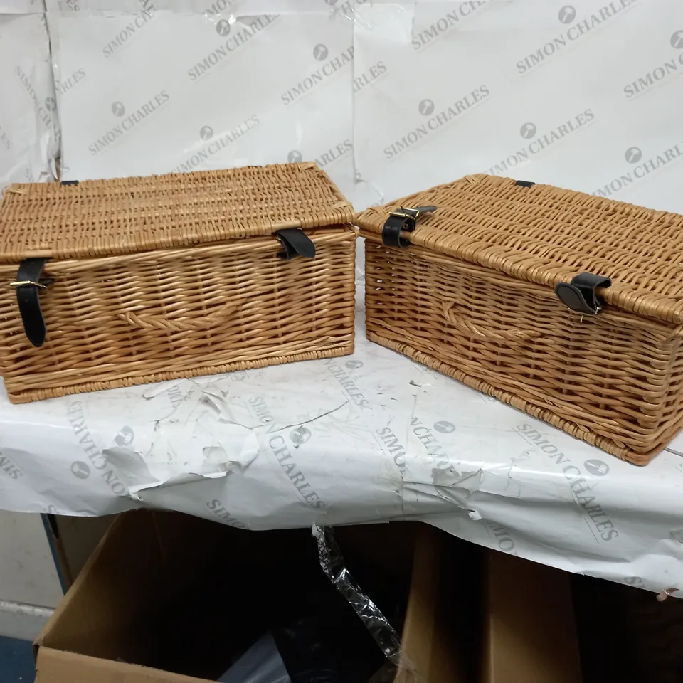 2 STRAPPED WICKER BASKETS