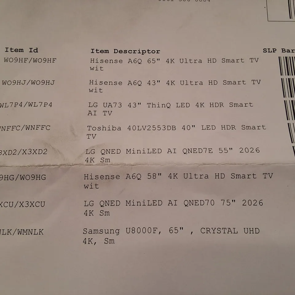PALLET CONTAINING 8 ASSORTED DAMAGED TVS