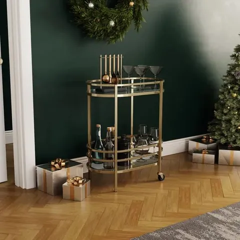 BOXED SOFIA DRINKS TROLLEY IN GOLD 