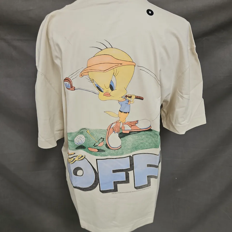 HOLLISTER X LOONEY TUNES HEAVYWEIGHT BOXY FIT TSHIRT IN BEIGE SIZE M