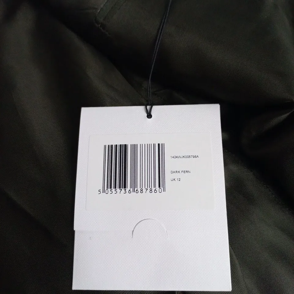 Victoria Beckham Dark Fern Wool Breasted Slant Shoulder Jacket – UK 12