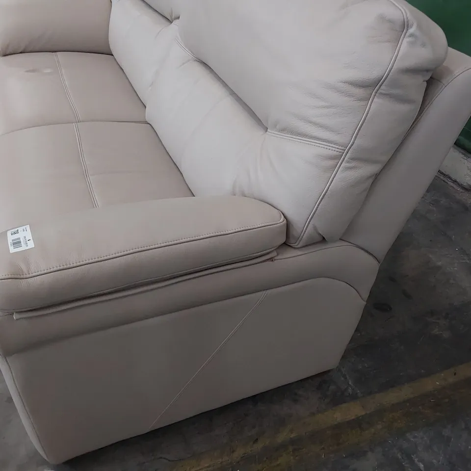 QUALITY BRITISH DESIGNER G PLAN SEATTLE THREE SEATER SOFA CAPRI PUTTY LEATHER 