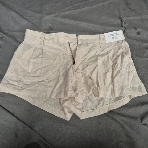 HOLLISTER LIVVY LINEN-BLEND SHORT – SIZE S, BEIGE, LOW-RISE TAILORED FIT