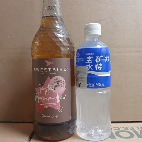 APPROXIMATELY 5 ASSORTED FOOD AND DRINK ITEMS TO INCLUDE POCARI SWEAT, SWEETBIRD, ETC
