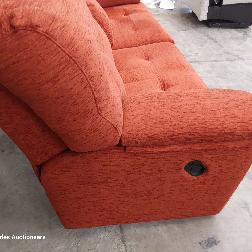 QUALITY BRITISH DESIGNER G PLAN STRATFORD MANUAL RECLINING THREE SEATER SOFA BOUCLE TERRACOTTA FABRIC 