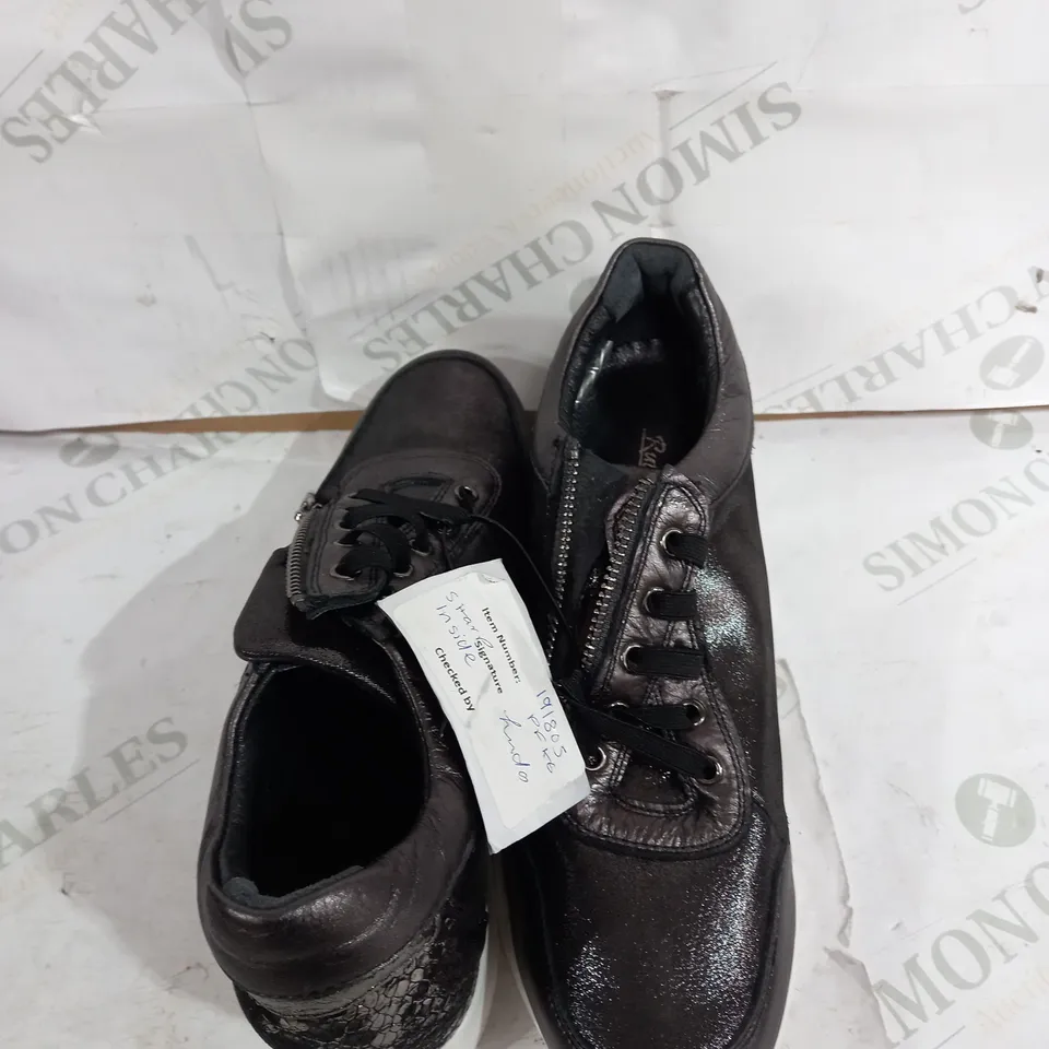 RUTH LANGSFORD WEDGE BLACK TRAINERS - SIZE 6