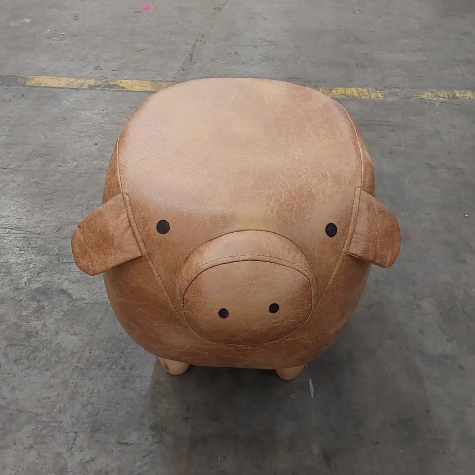 FAUX LEATHER UPHOLSTERED PIGGY POUFFE (1 ITEM)