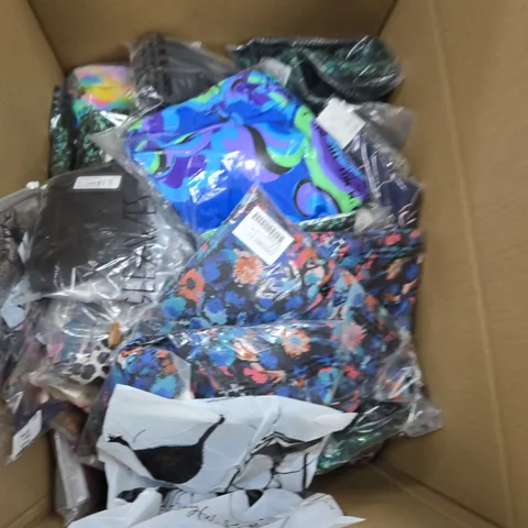 LARGE BOX OF APPROX 20 ASSORTED CLOTHING ITEMS IN VARIOUS STYLES, SIZES AND COLORS - COLLECTION ONLY