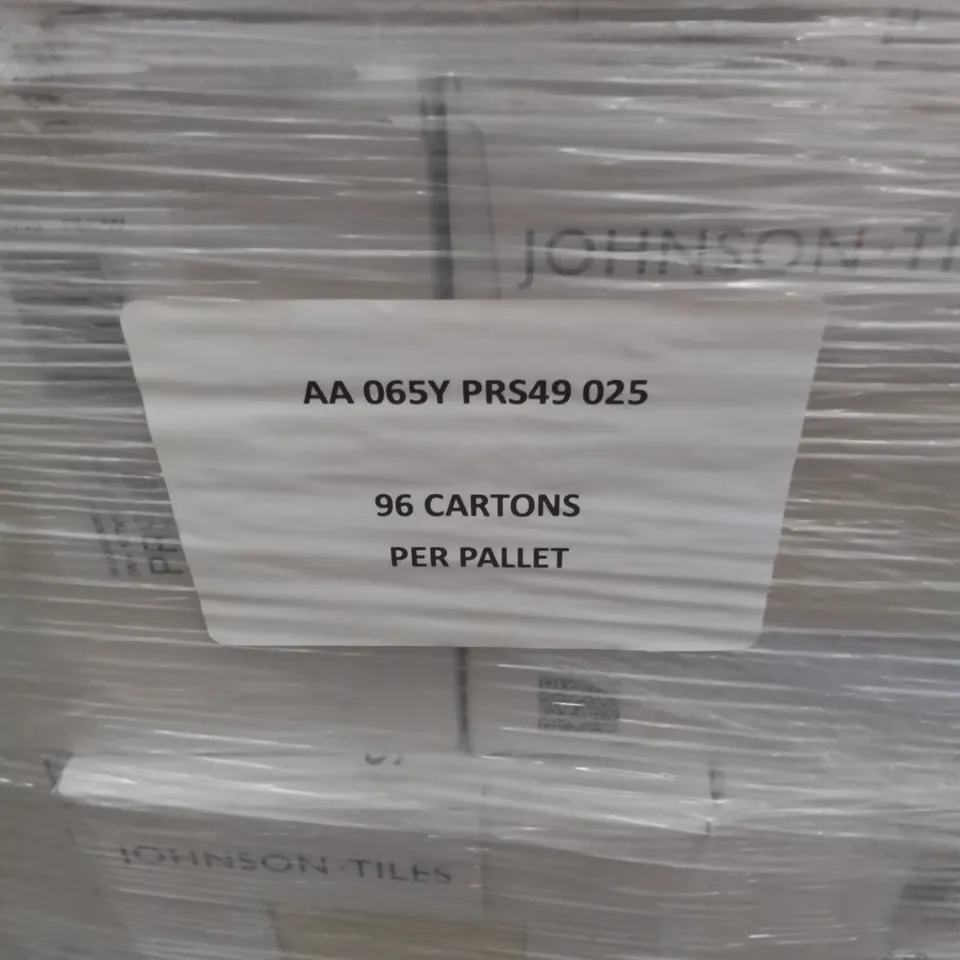 PALLET TO CONTAIN APPROX. 96 X PACKS OF JOHNSON BRAND NEW GLAZED WALL TILES IN MIMOSA SATIN - 25 TILES PER PACK // TILE SIZE: 197 X 197 X 6.5mm