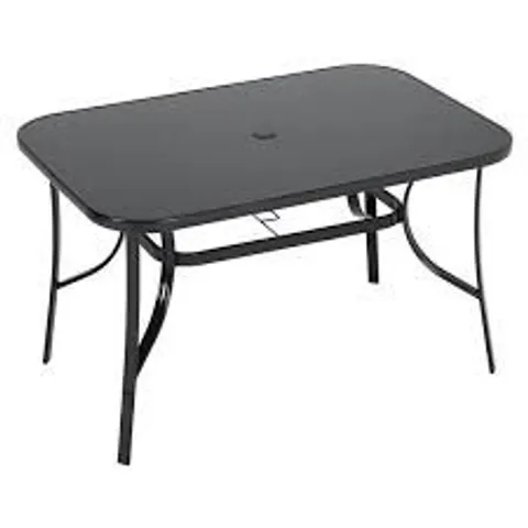 BOXED BREEINS LIVING AND HOME GLASS 4 SEATER RECTANGULAR GARDEN DINING TABLE (1 BOX)