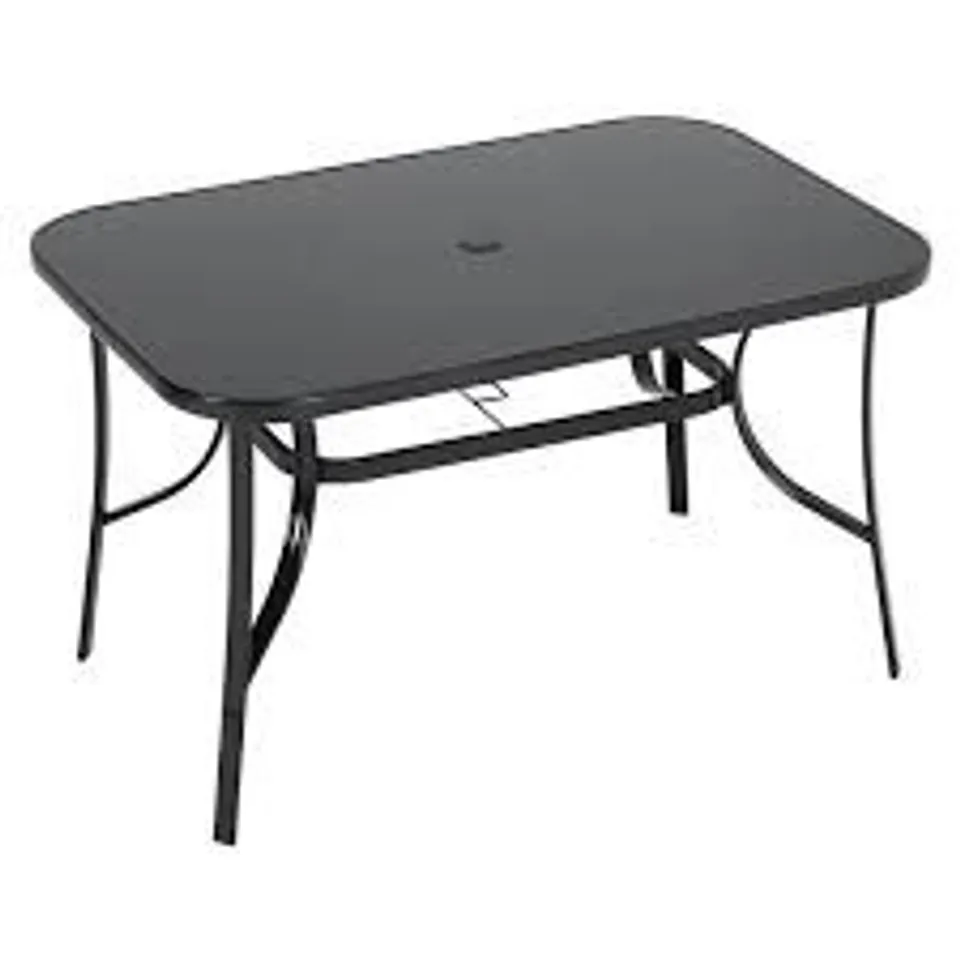 BOXED BREEINS LIVING AND HOME GLASS 4 SEATER RECTANGULAR GARDEN DINING TABLE (1 BOX)
