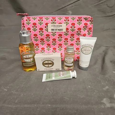 L'OCCITANE X PINK CITY PRINTS GIFT SET TO INCLUDE - SUPPLE SKIN OIL - MILK CONCENTRATE - SHOWER OIL - ETC